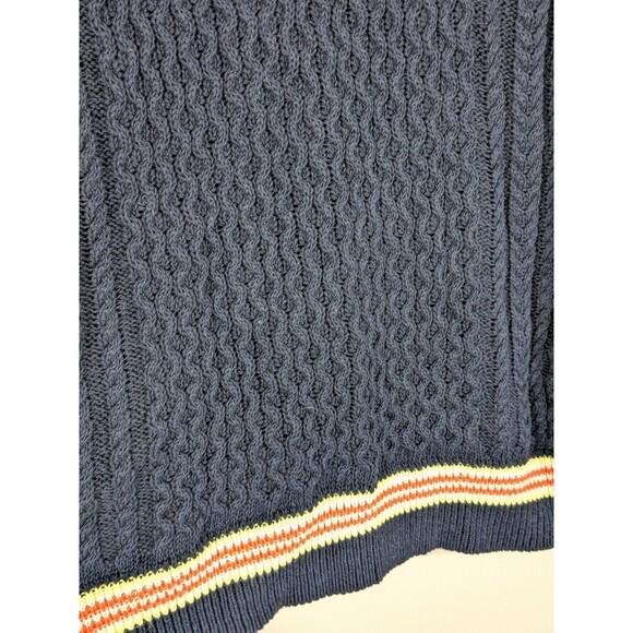 Talbots Cable Knit V Neck Sweater Cotton Linen Navy Cricket Tennis Sz L Petite - Picture 6 of 8